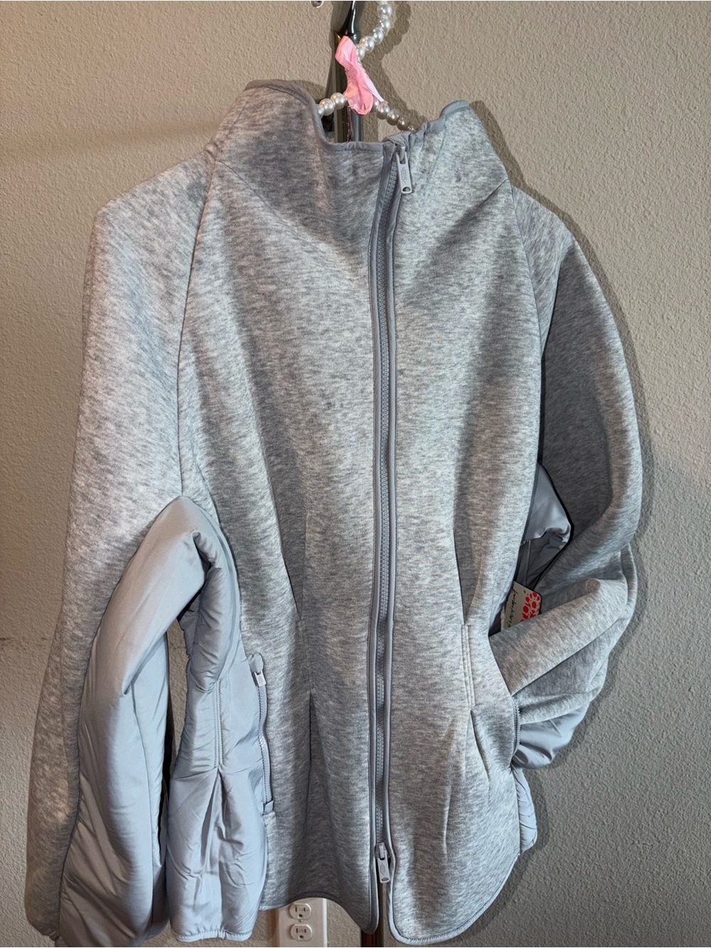 Free People Movement Heather Grey Hybrid Full-Zip Jacket